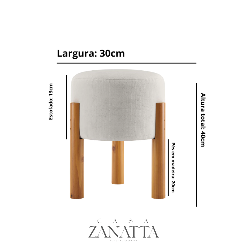 Kit 2 Puff Estofado Redondo - Zanatta