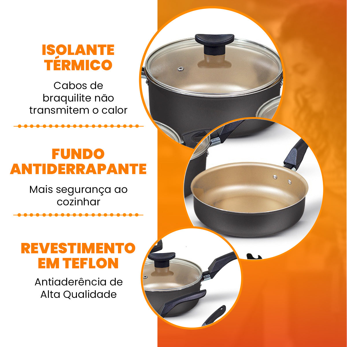 Jogo de Panelas Antiaderente 7 Peças + 3 Utensílios de Brinde - Zanatta