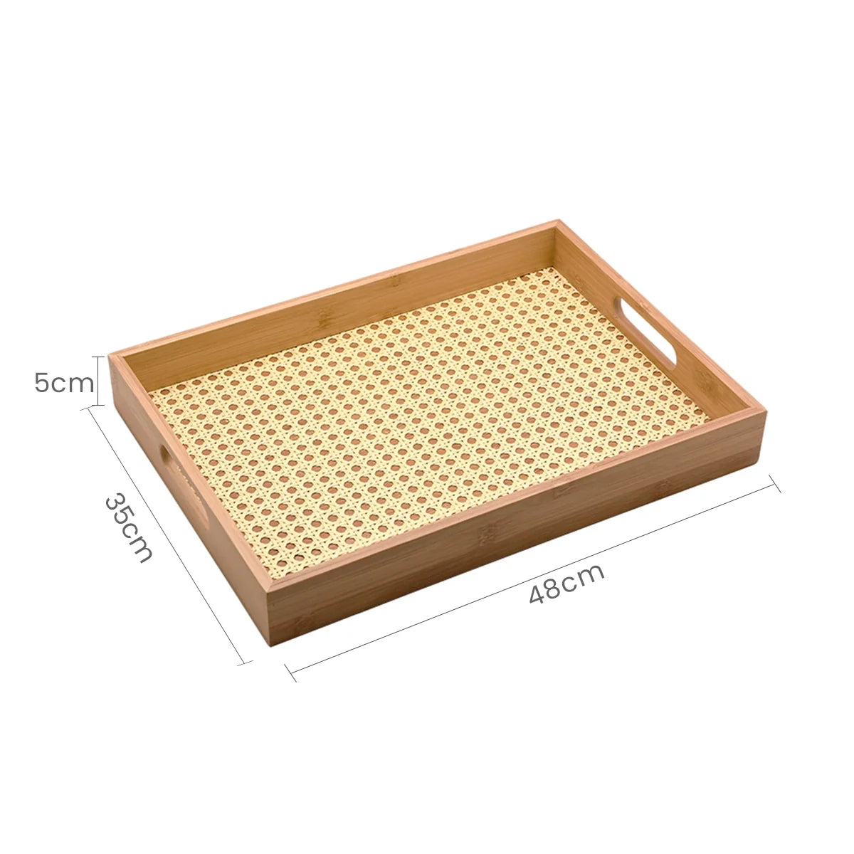 Bandeja Retangular em Bambu e Palhinha indiana Essenza Natural