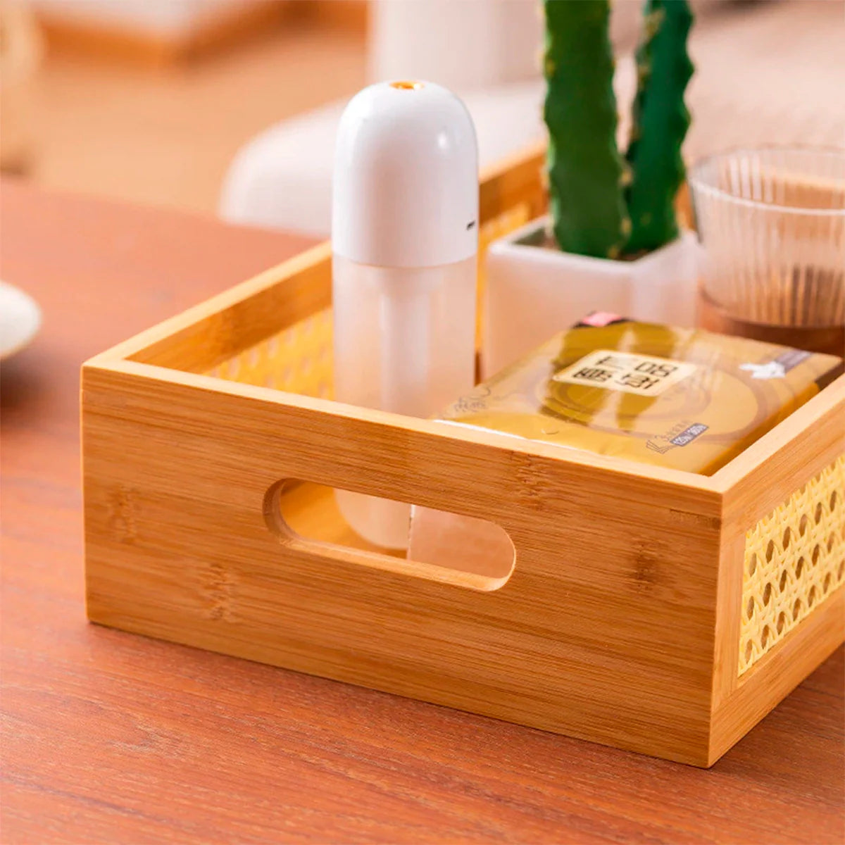 Caixa Organizadora de Bambu com Palhinha Indiana Essenza Natural