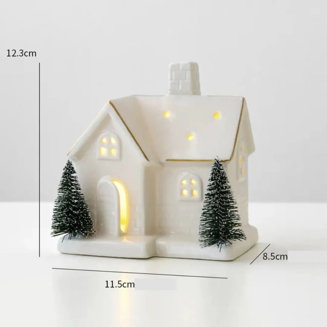 Casinha Decorada de Natal Iluminada - Decoração Natalina de Mesa