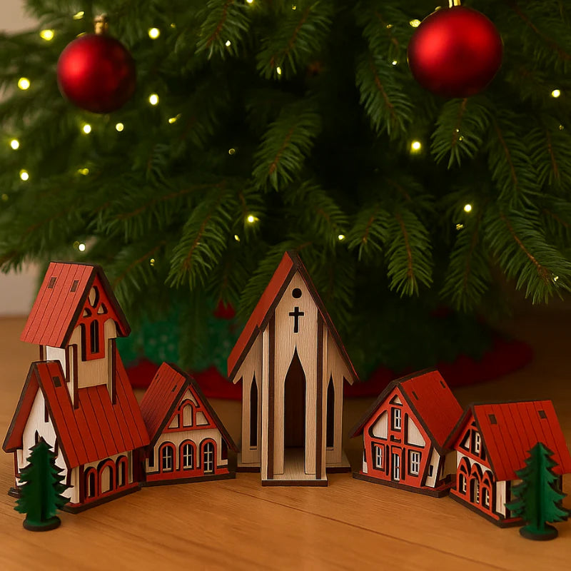 Decoração de Natal Vila de casas 5 peças