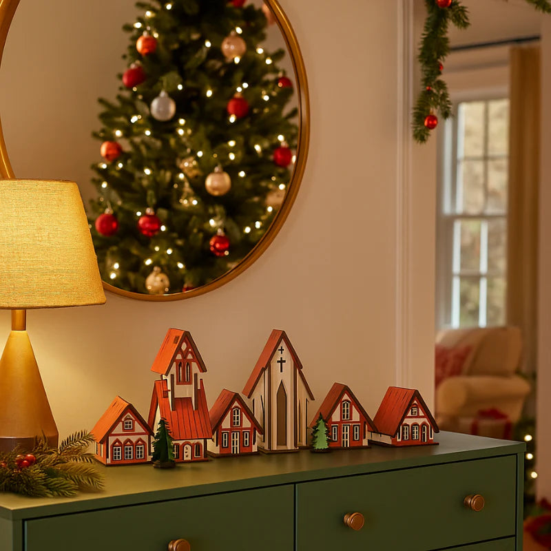 Decoração de Natal Vila de casas 5 peças