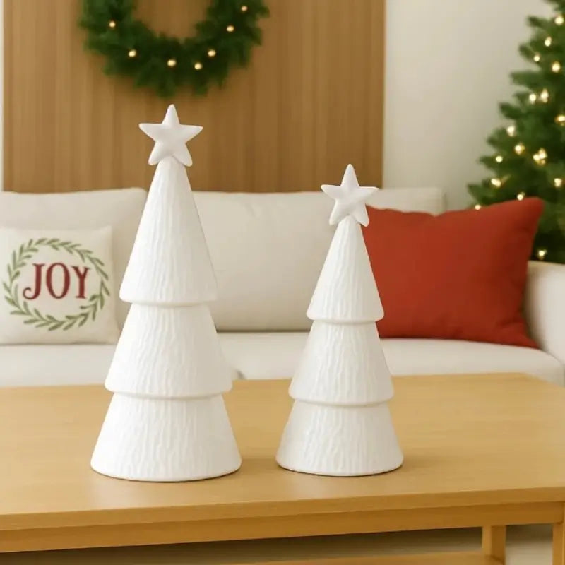 Decoração de Natal Conjunto 2 Árvores de Natal em Cerâmica