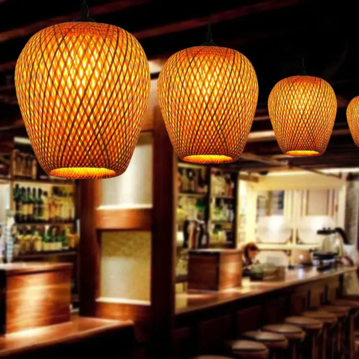 Luminária Pendente Bambu Rattan