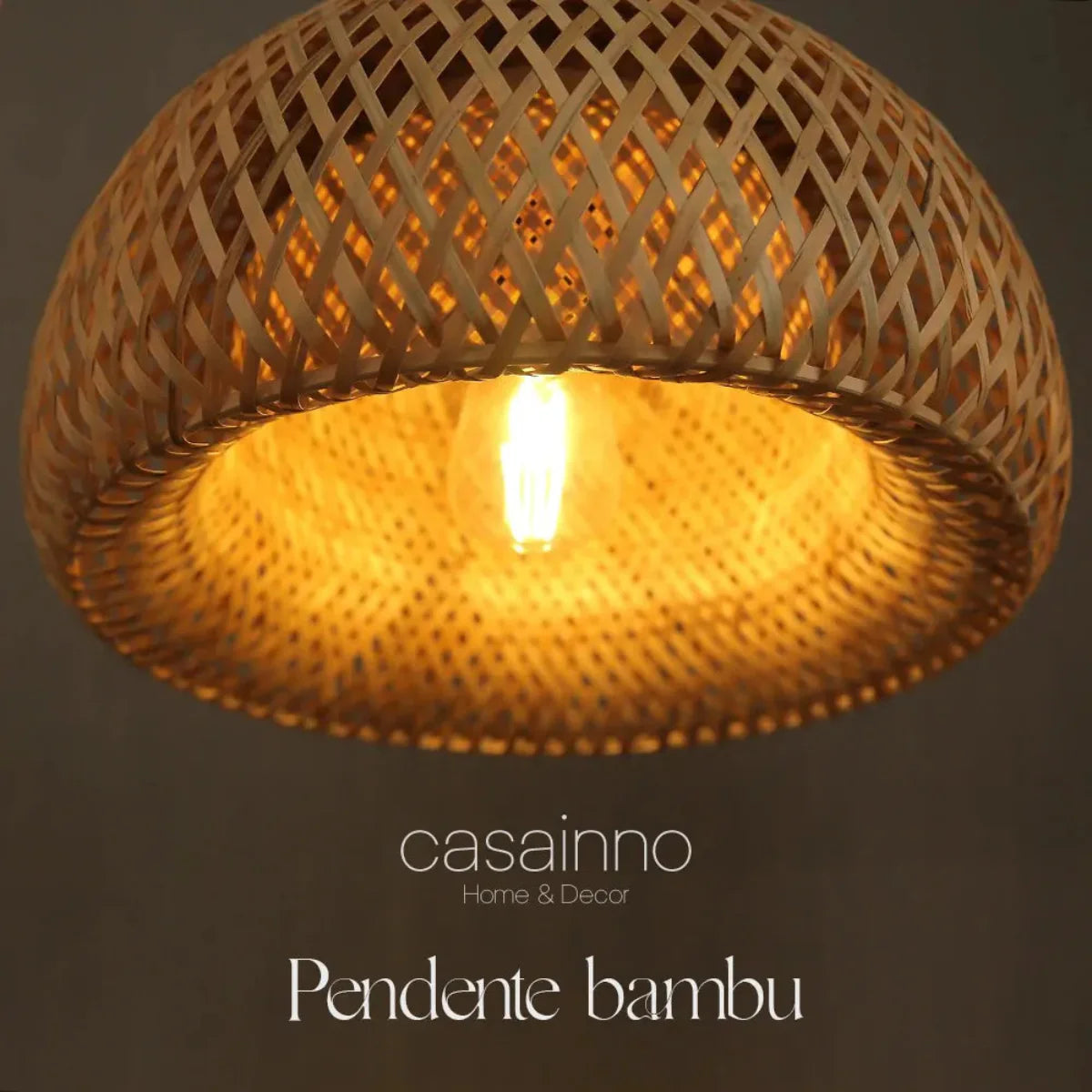 Kit 3 Luminárias Pendente de Bambu Rattan Loom