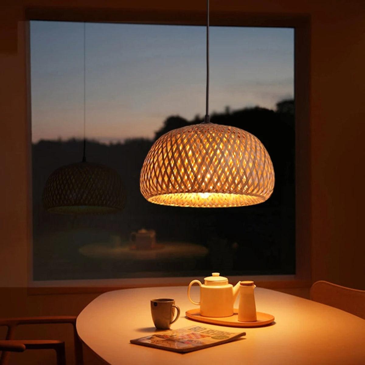 Kit 3 Luminárias Pendente de Bambu Rattan Loom