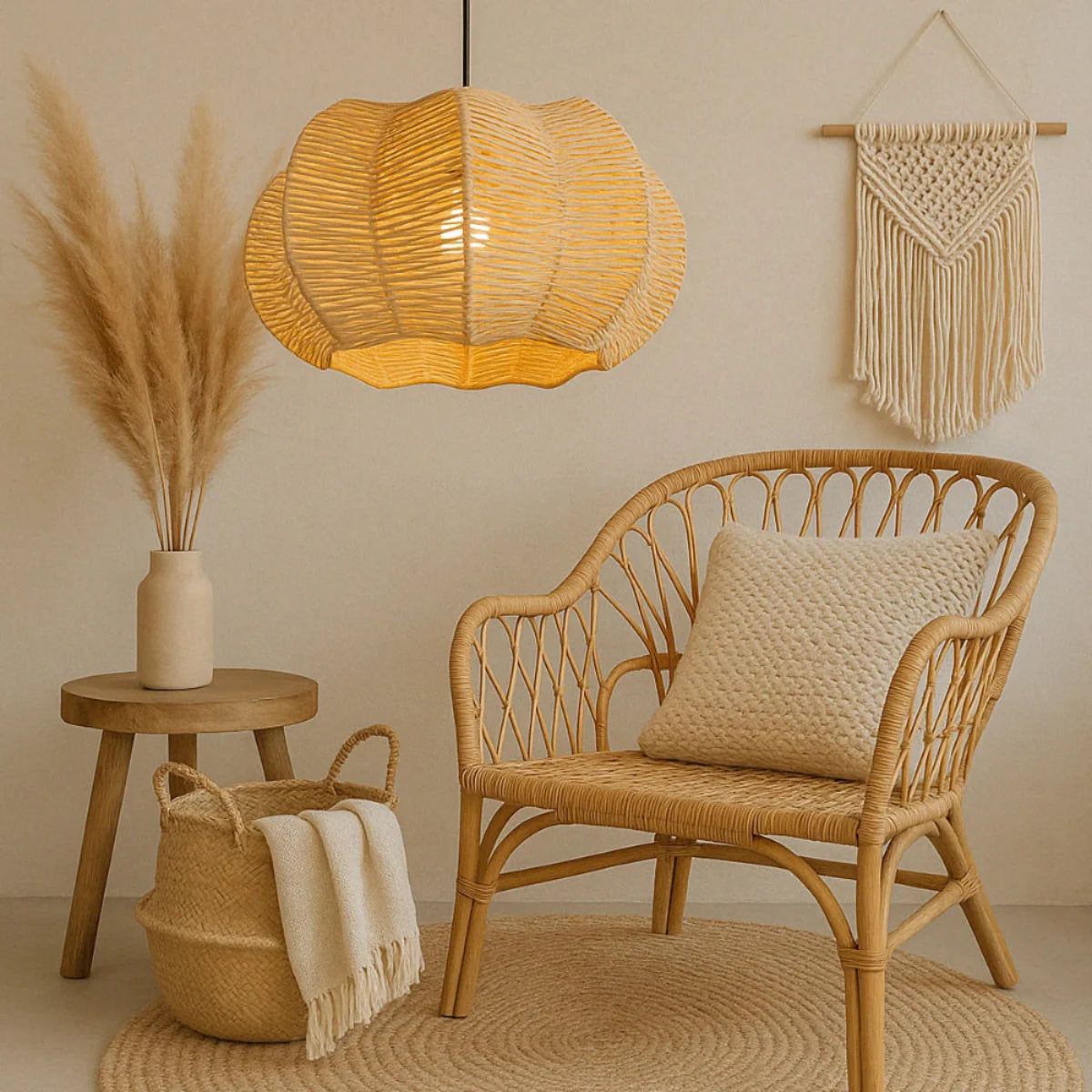 Luminária Pendente de Palha Templo do Sol