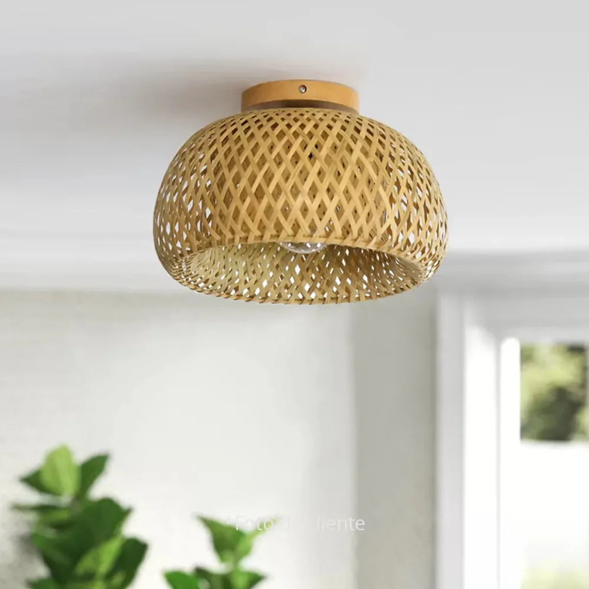 Luminária de Teto de Bambu Rattan Solis