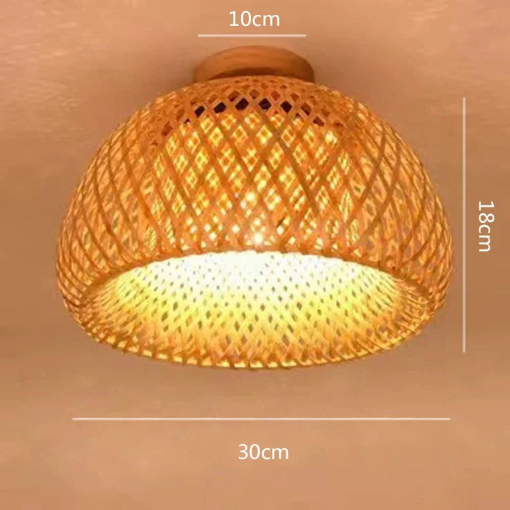 Luminária de Teto de Bambu Rattan Solis