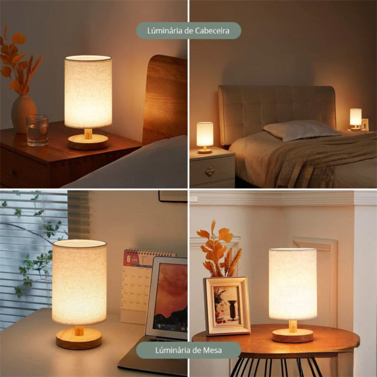 Luminária de mesa cúpula linho Everso