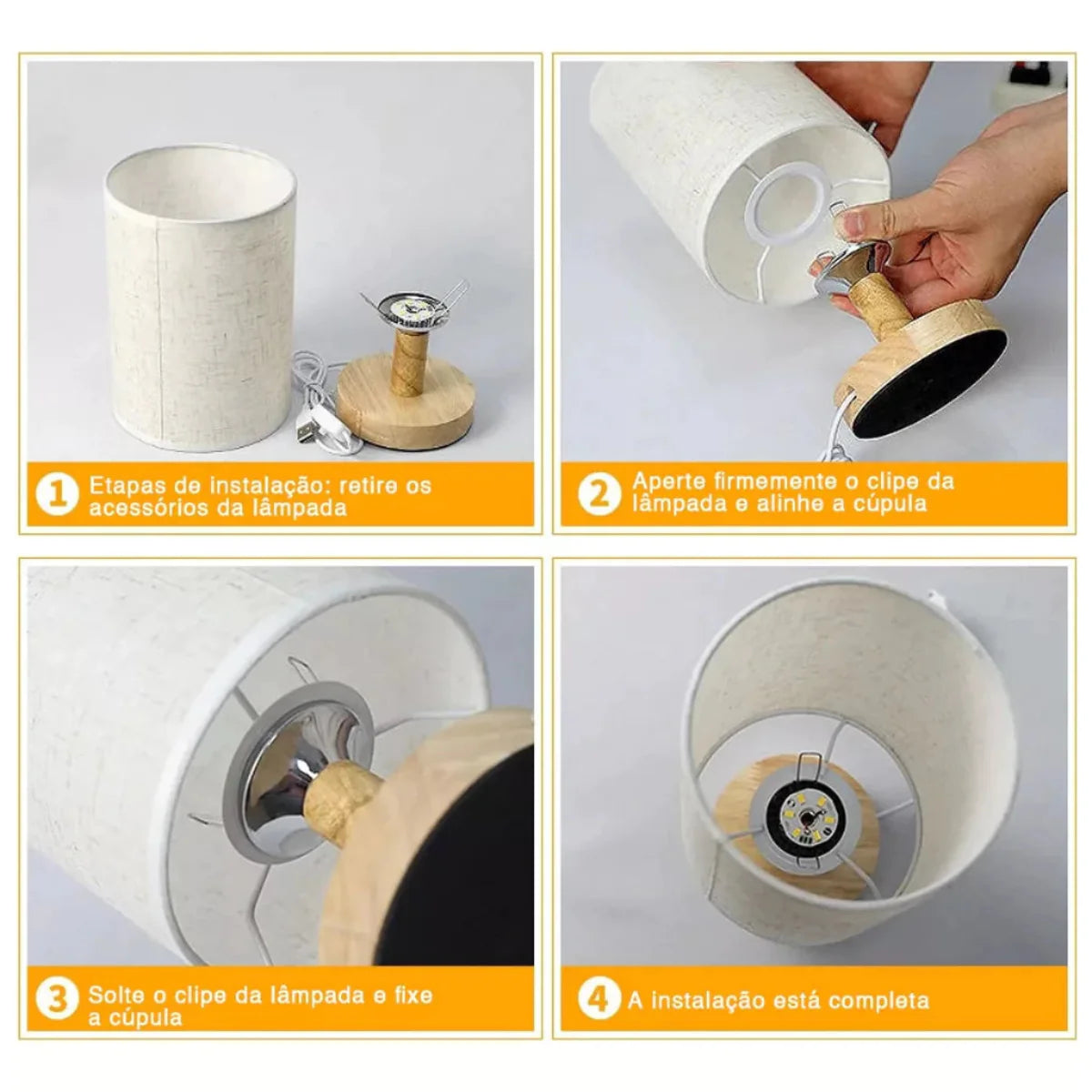 Luminária de mesa cúpula linho Everso