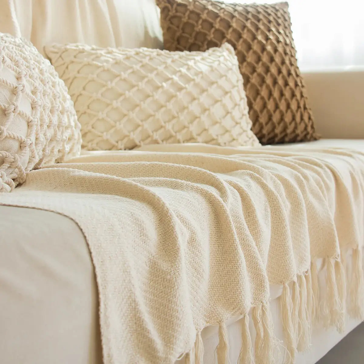 Manta para Sofá Artesanal Algodão Duna