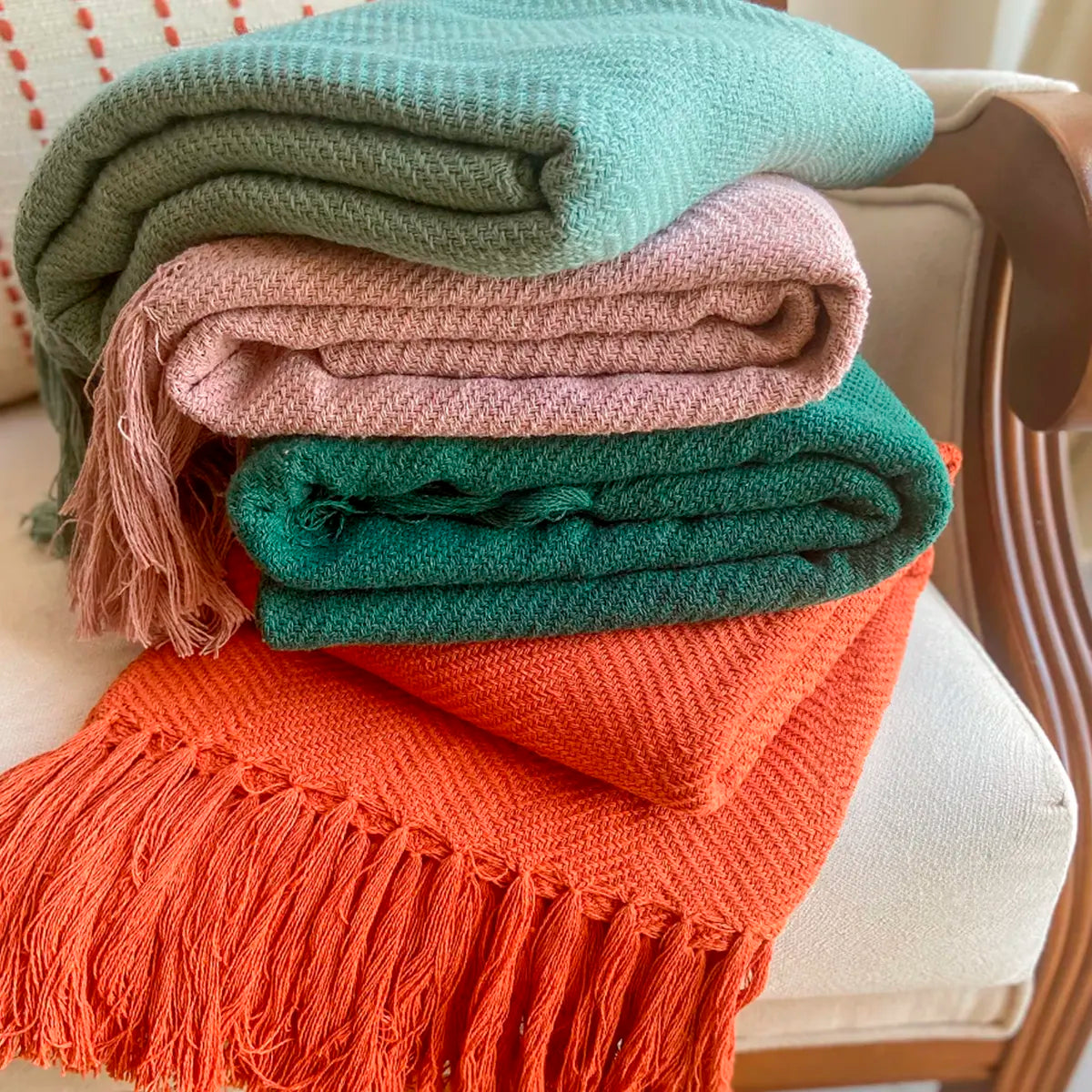 Manta para Sofá Artesanal Algodão Duna