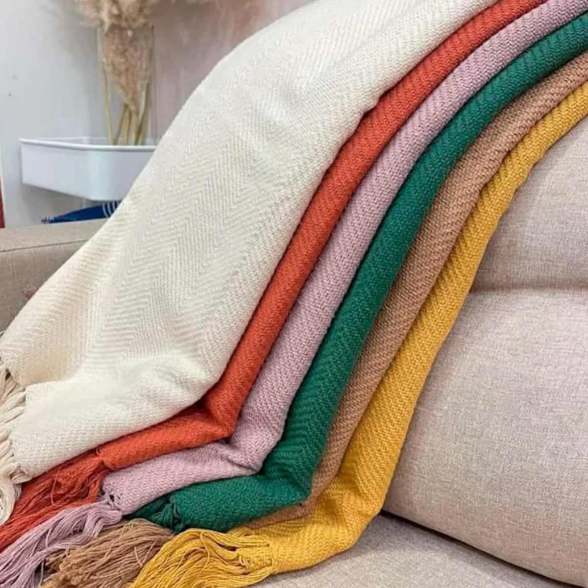 Manta para Sofá Artesanal Algodão Duna