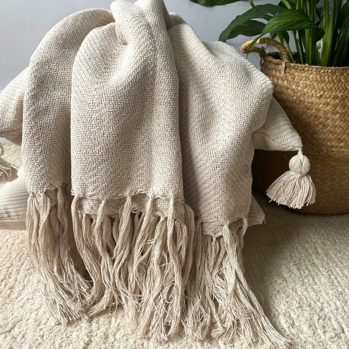 Manta para Sofá Artesanal Algodão Duna