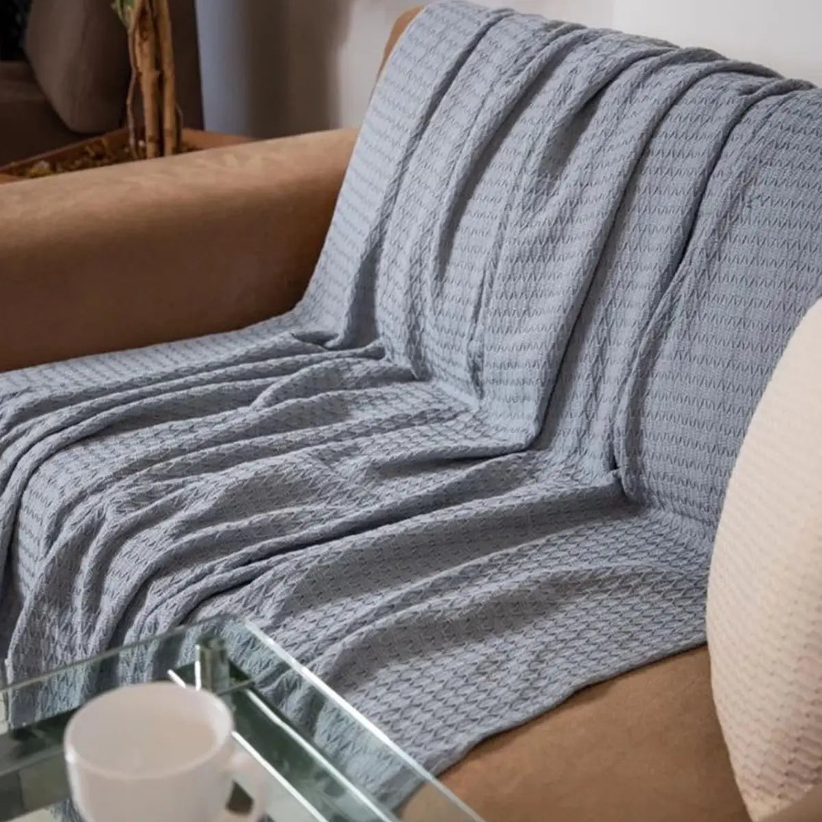 Manta para Sofá Artesanal Algodão Serena