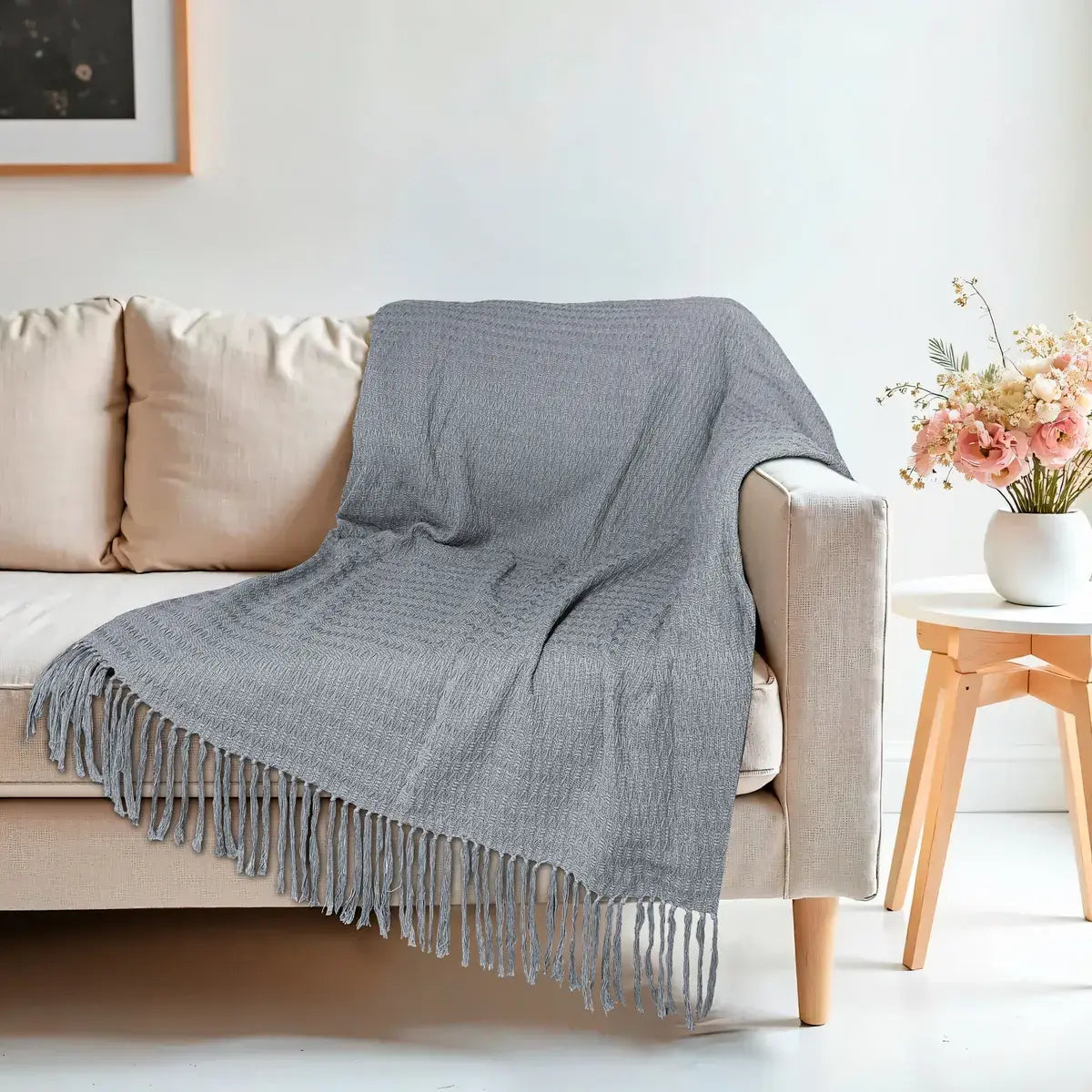 Manta para Sofá Artesanal Algodão Serena