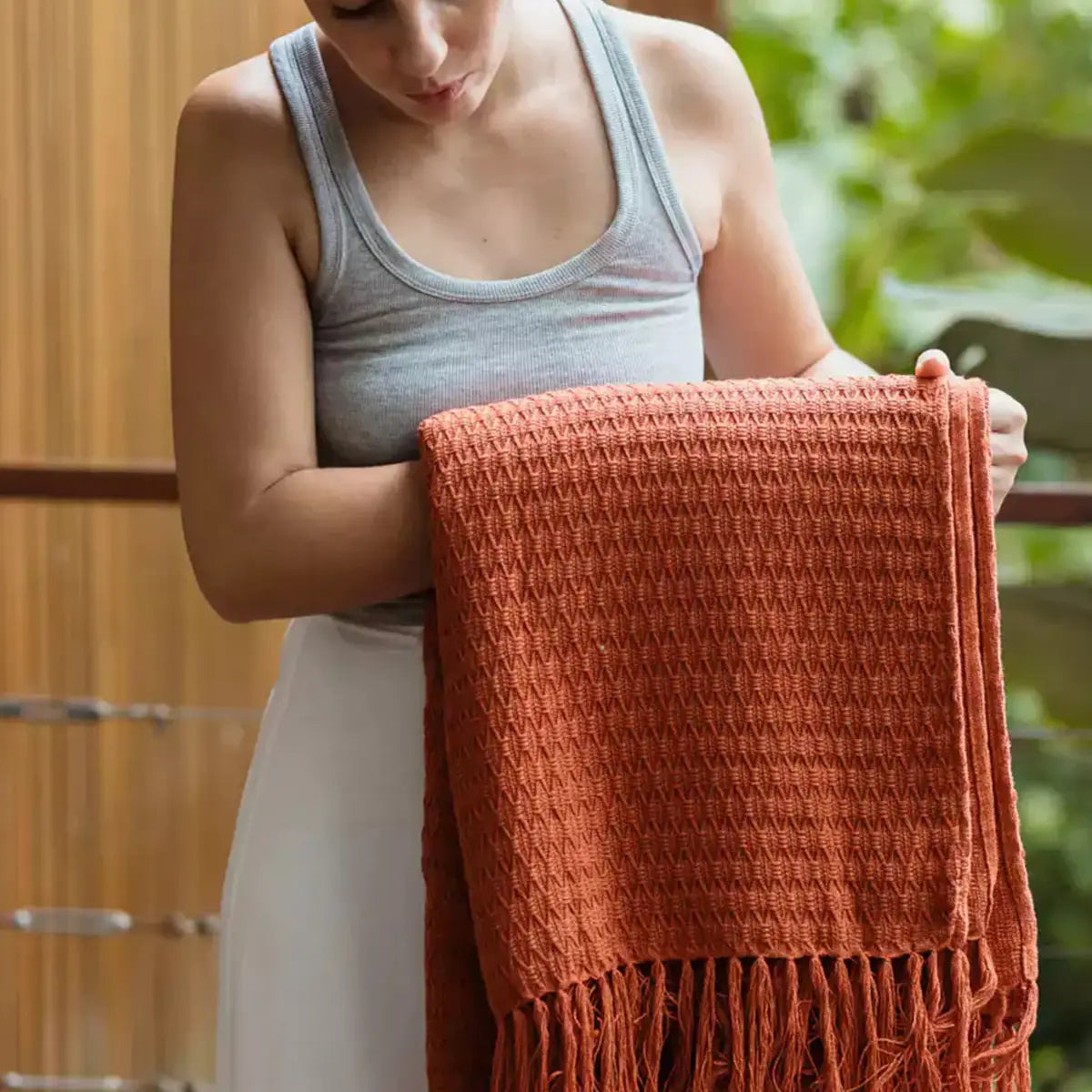 Manta para Sofá Artesanal Algodão Serena