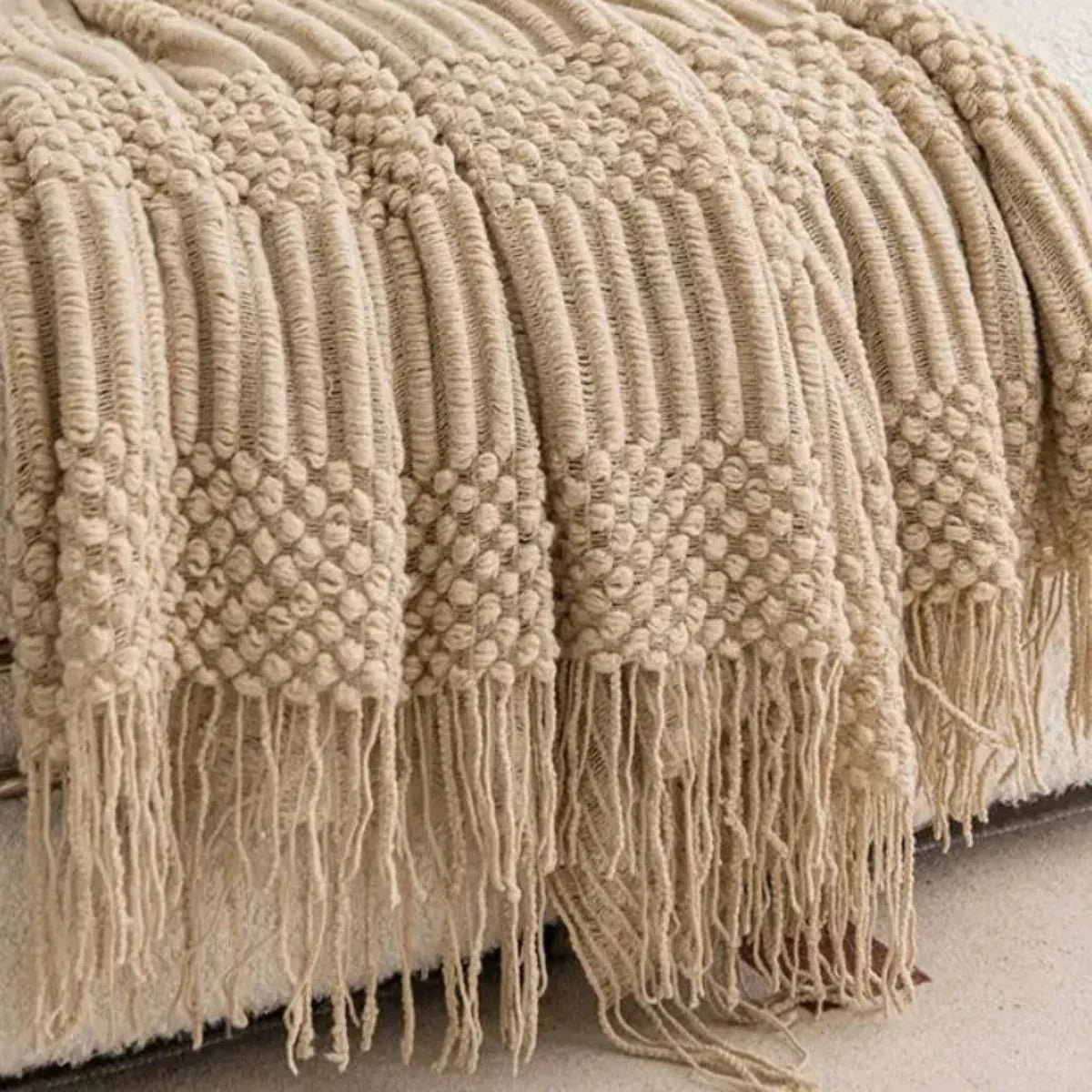 Manta para Sofá Toque Macio Évora Com Franjas