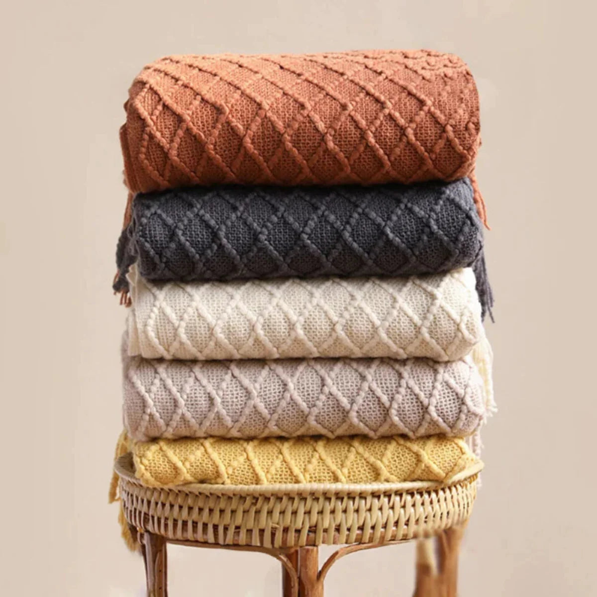 Manta para Sofá de tricô estilo Boho classic