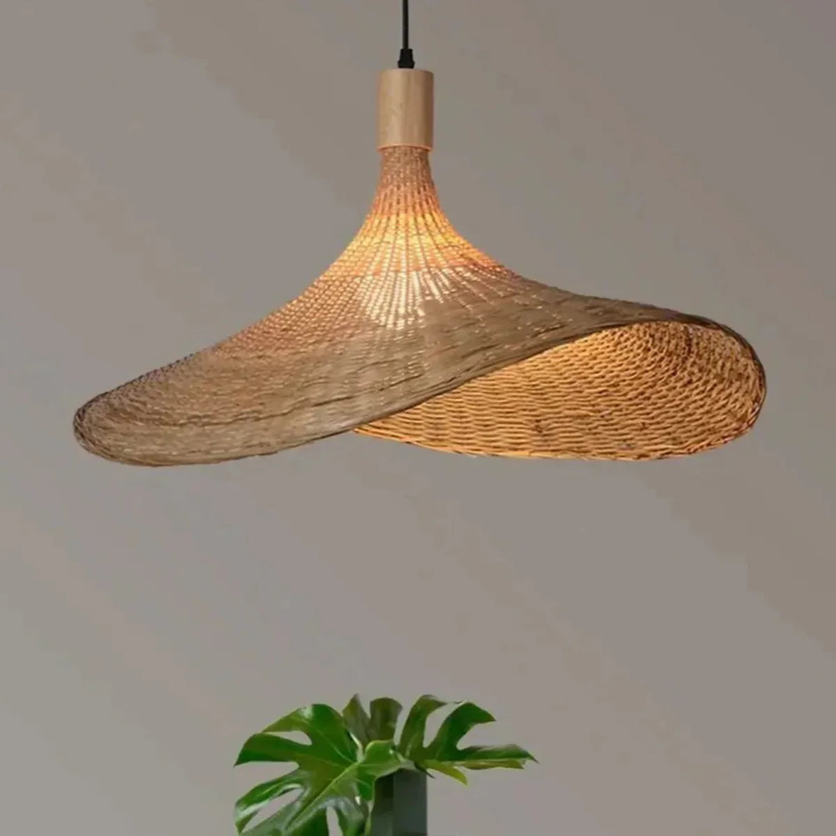 Kit 2 Luminárias Pendente de Rattan Hygge Hat