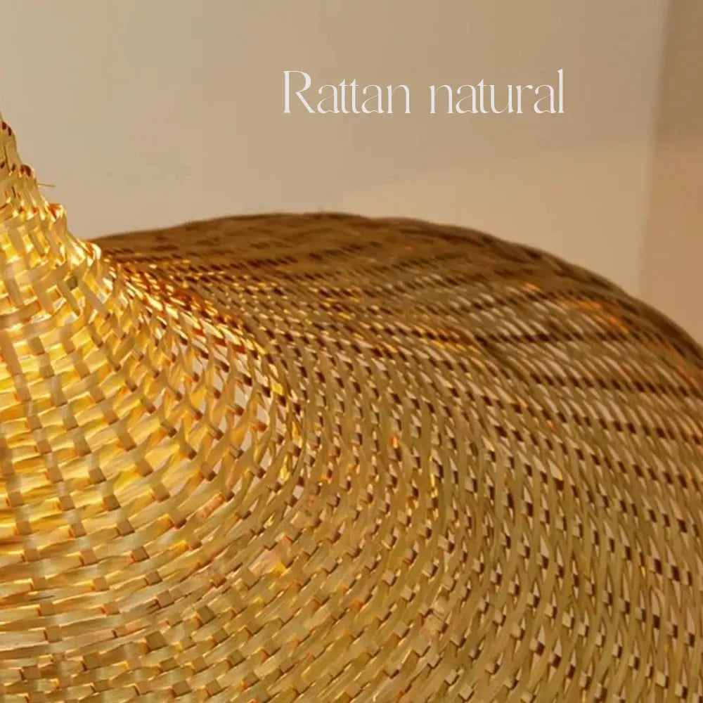 Kit 2 Luminárias Pendente de Rattan Hygge Hat