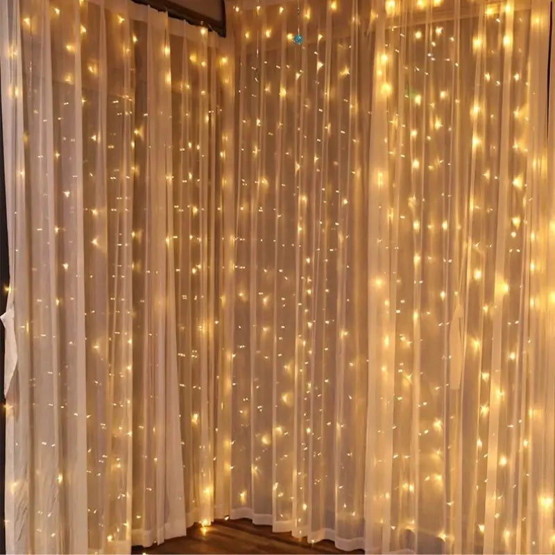 Pisca Pisca Cortina LED com Controle Remoto e 8 Modos de Luz