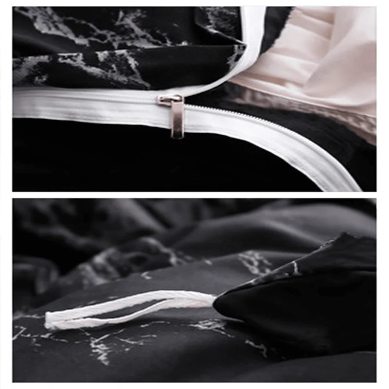 Jogo de Cama Mármore Preto – Luxo e Sofisticação