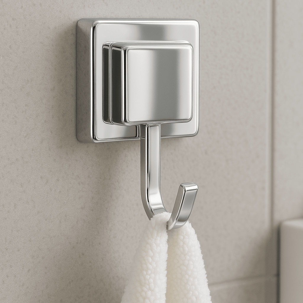 Gancho Cromado de Parede Banheiro e Lavabo com Fixação 3M