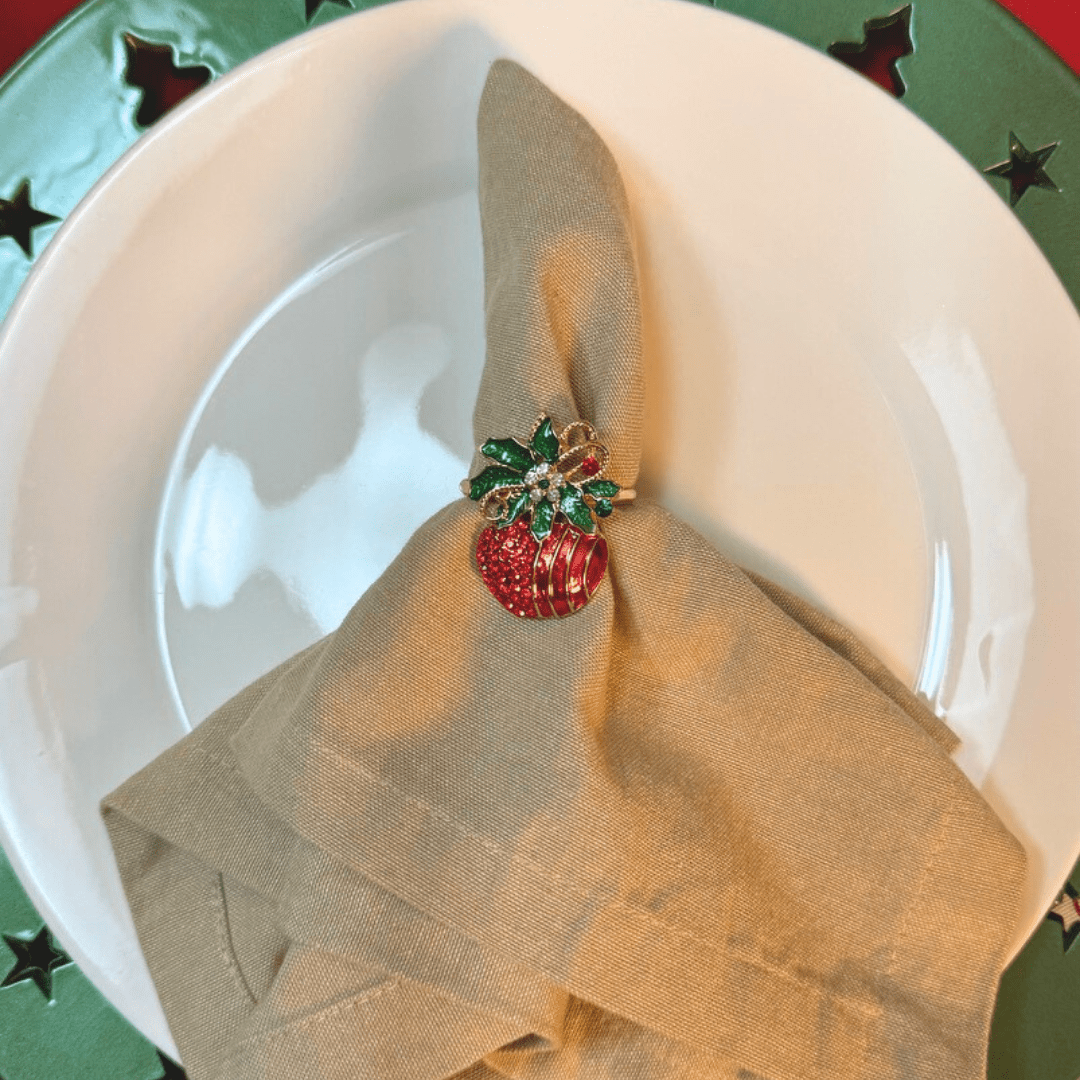 Anéis para Guardanapo Feliz Natal | Kit com 4