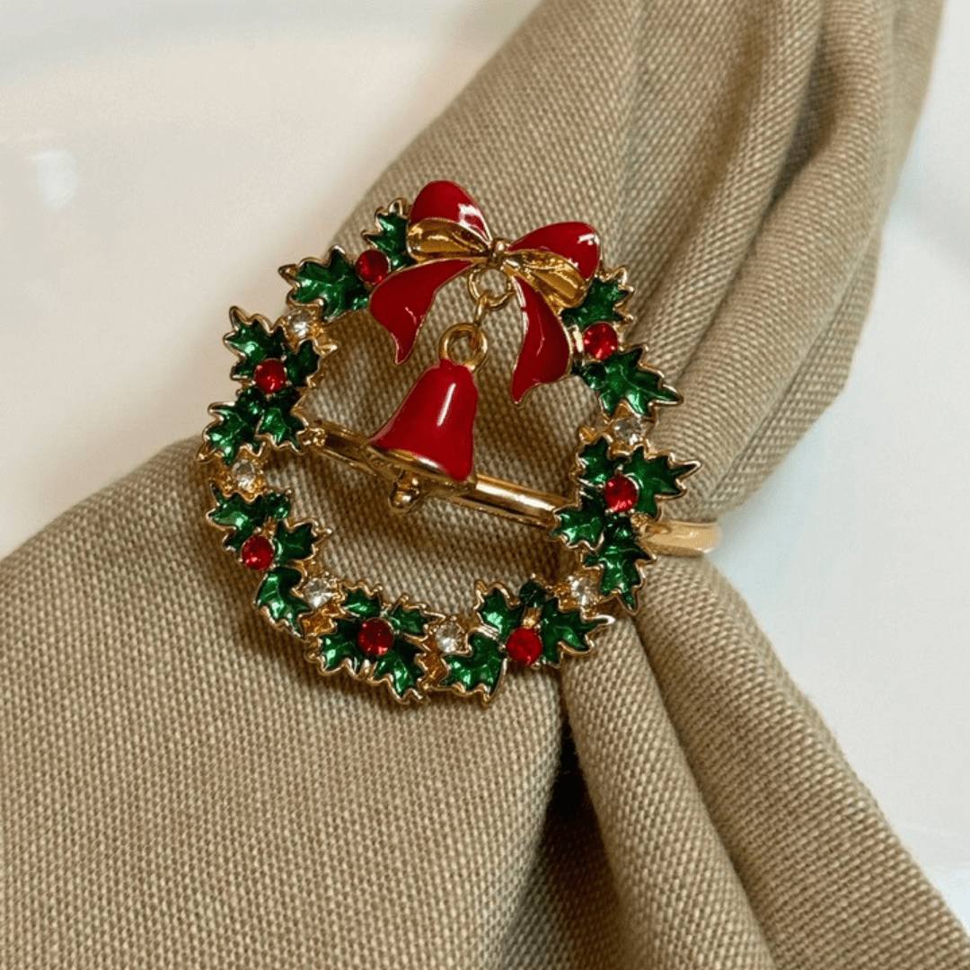 Anéis para Guardanapo Feliz Natal | Kit com 4