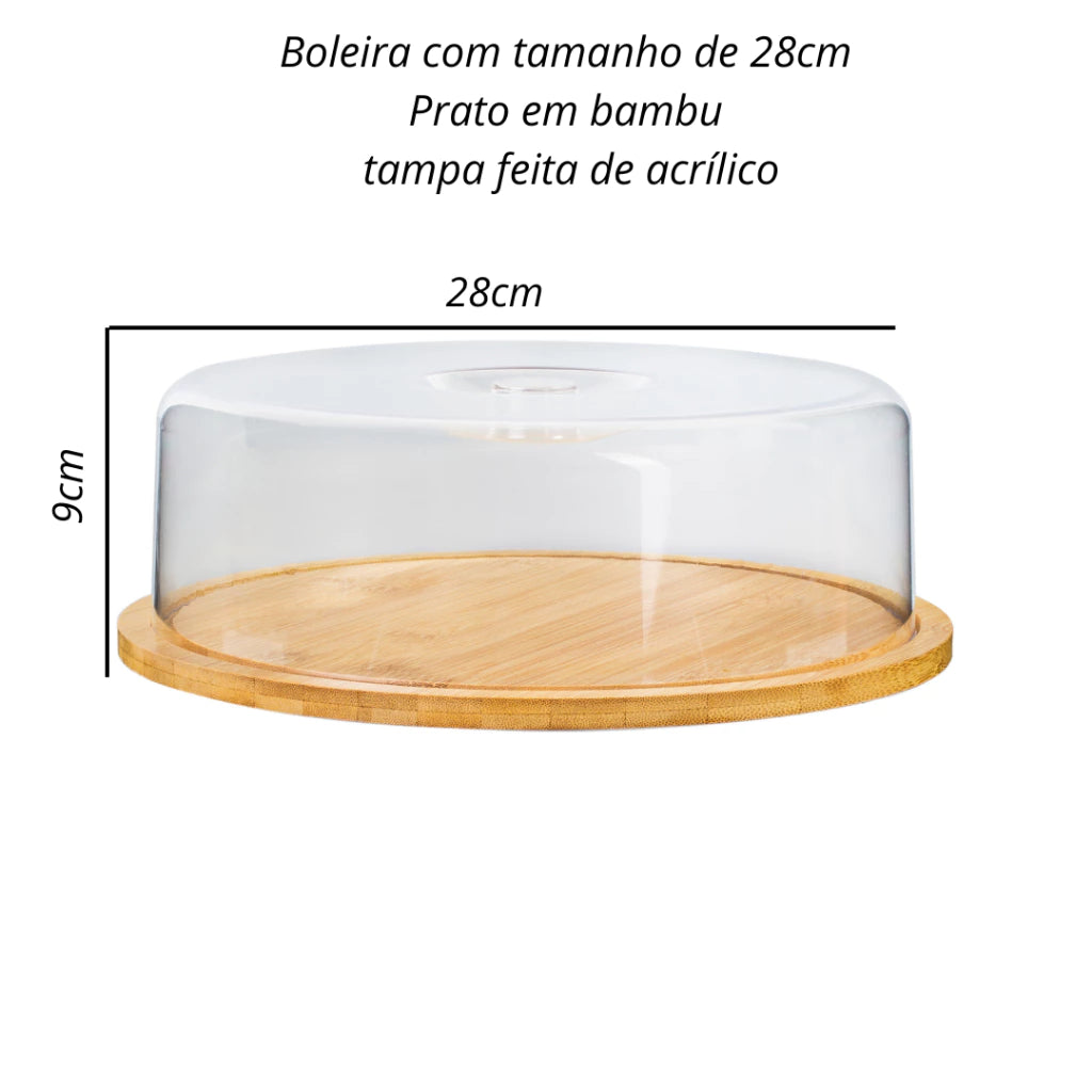 Boleira Bambu Com Tampa Em Acrílico - Zanatta