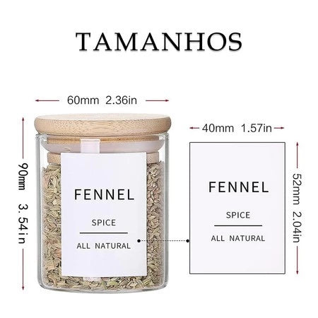 Kit 6 potes de vidro com tampa de bambu 200ml - Zanatta