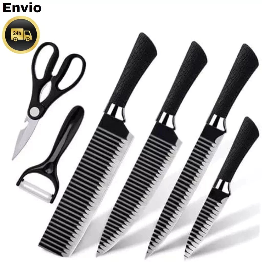 Conjuto de Faca Inox 6 Peças Com Cabo Reforçado