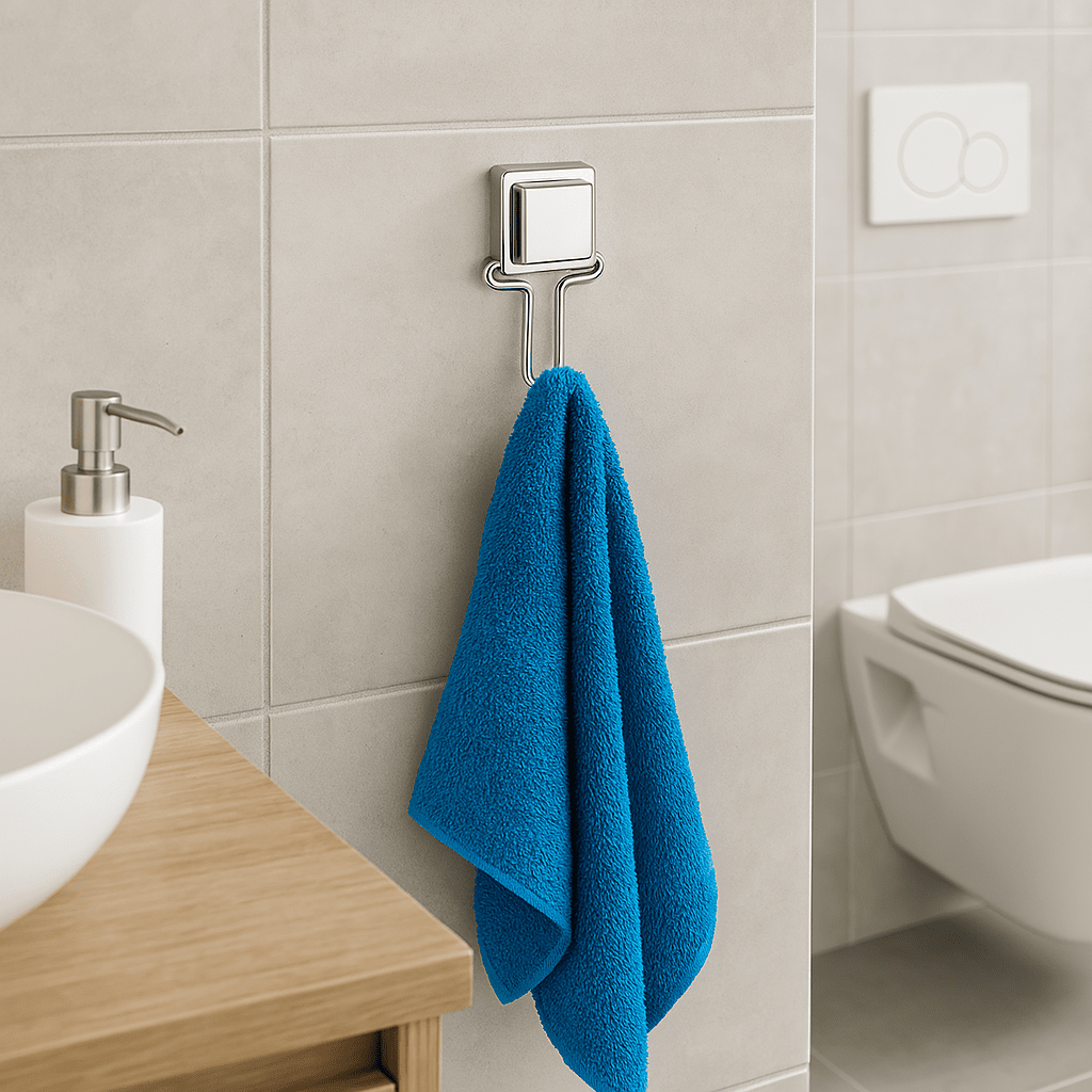 Gancho Cromado de Parede Banheiro e Lavabo com Fixação 3M
