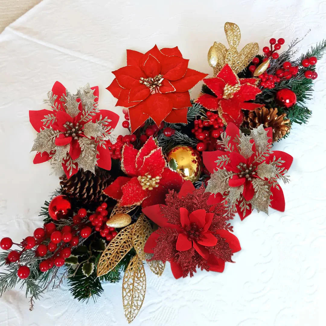 Flores de Natal Arranjos Natalinos - Kit com 5