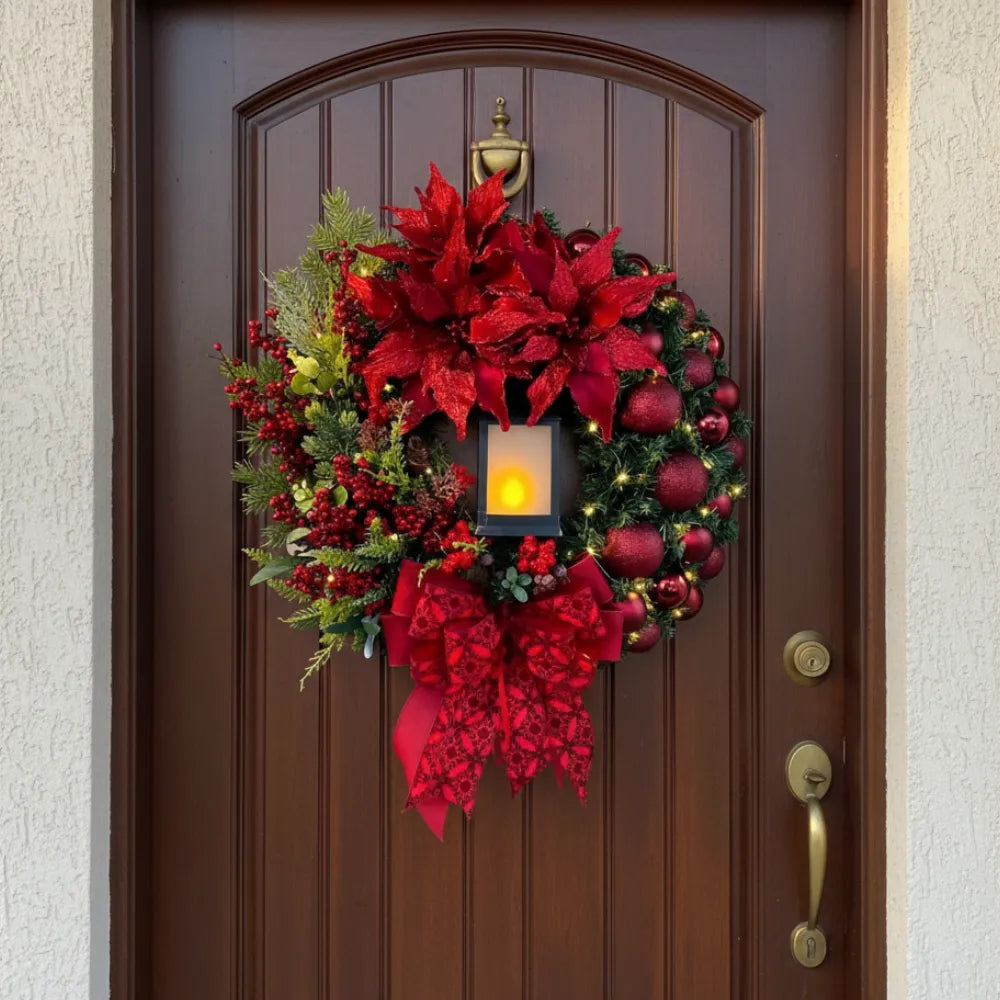 Guirlanda de Natal para Porta/Parede de Luxo Grande - Vermelha