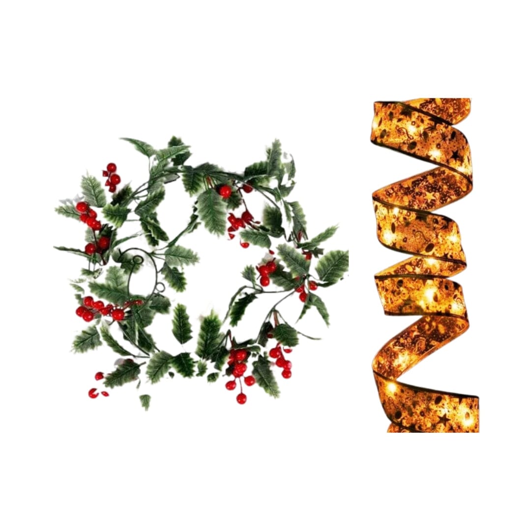 Kit 2x Natal Aramada com LED Dourada