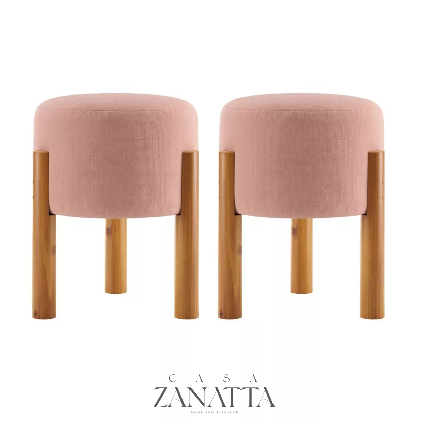 Kit 2 Puff Estofado Redondo - Zanatta
