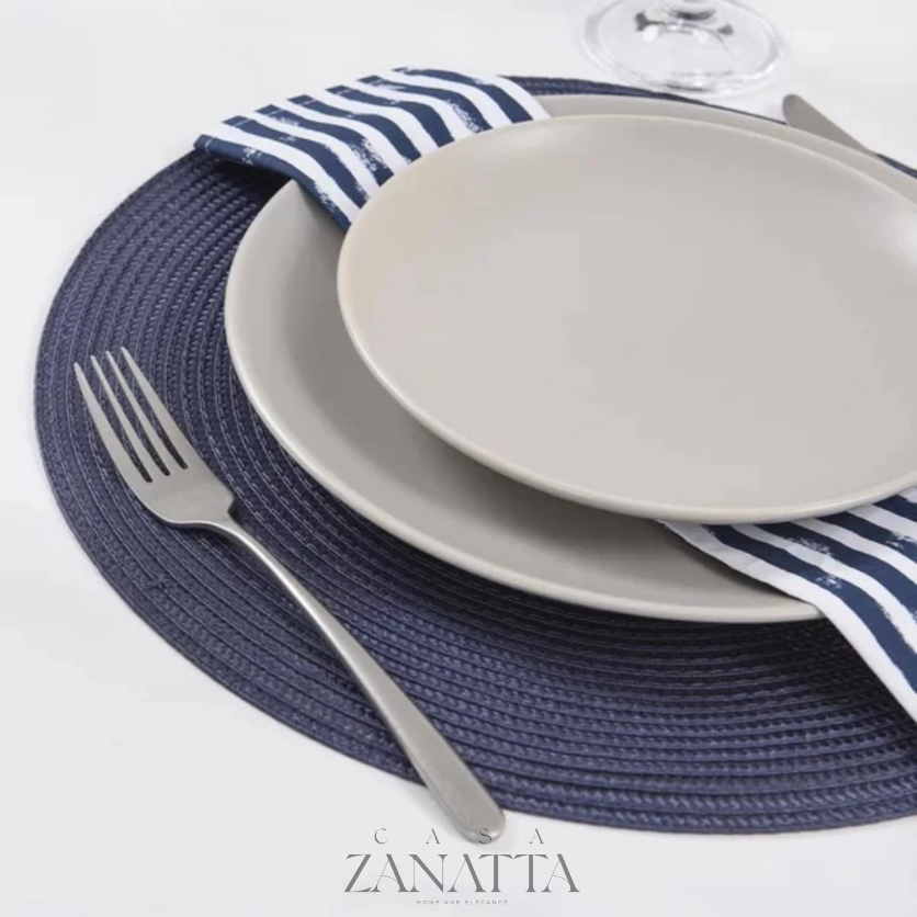 Jogo Americano Redondo Azul Marinho - Zanatta - COMPRE 3 LEVE 4